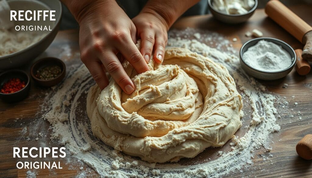 mixing dough for sourdough discard crackers